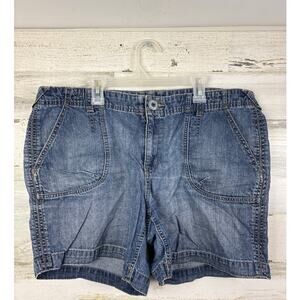 Vintage Eddie Bauer womens 14 blue jean shorts mid rise denim zip lightweight